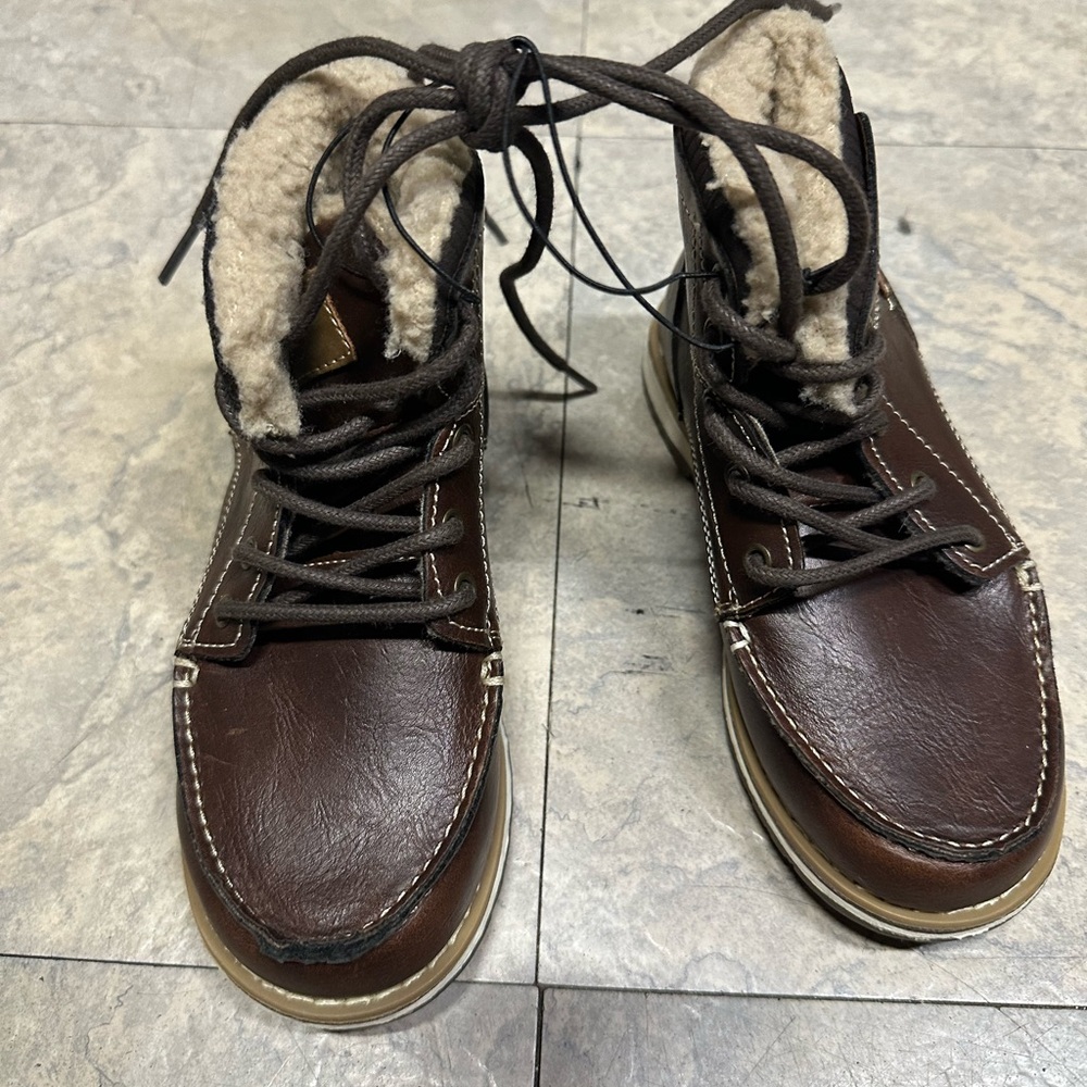 London Fog Dark Brown boys Boots with Cozy Lining